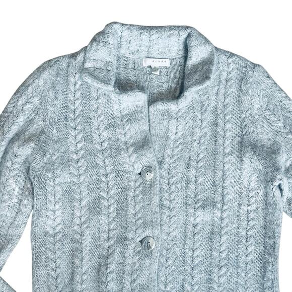 Kenar Women’s Sz XL Gray Angora Cardigan Sweater Cable Knit Button Front - Picture 3 of 12